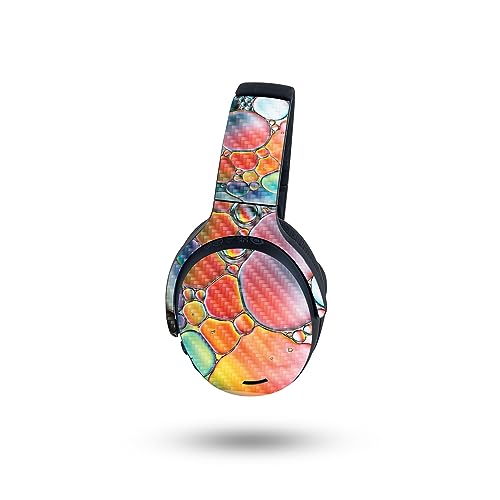 Image of MightySkins Carbon Fiber Skin Compatible with Skullcandy Crusher ANC 2 - Rainbow Bubbles | Protective, Durable Textured Carbon Fiber Finish | Easy to Apply