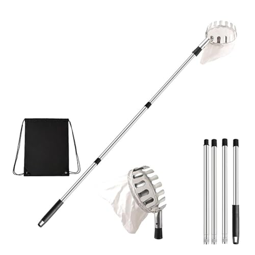 Ausziehbares Obstsammelgerät, 15 cm, Metallkorb, einfache Montage, kein Klettern erforderlich, für Gartenbaumernte, verstellbare Obstpflücker aus Edelstahl