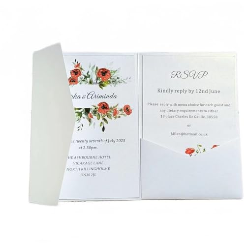 MillaSaw - MillaSaw Enveloppes de poche blanches pour invitations de mariage en papier nacré chatoyant 25pcs (blanc perle)