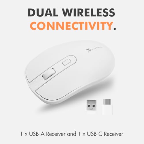 X9 Performance USB C Mouse Wireless with USB and Type C Receiver - Great Cordless Multi-Device Mouse - 2.4G RF White USB Type C Wireless Mouse for MacBook Pro/Air, Apple Mac, iMac, Laptop, PC Computer