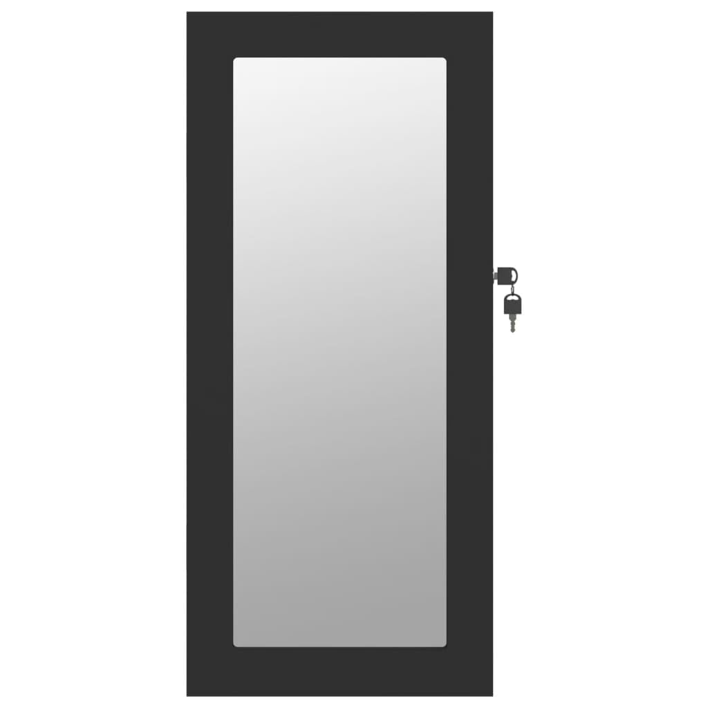 vidaXL Espejo con joyero de Pared Negro 30x8,5x67 cm, Armario de joyería, Espejo joyero, joyero con Espejo, Espejo de almacenaje, Espejo con joyero