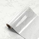 COZELLO High Gloss Carrara White Marble Contact Paper - Peel and Stick Wallpaper & Backsplash for Countertops & Furniture - Waterproof Self-Adhesive Vinyl Film - 15.7' x 118.1' (Smooth Surface)
