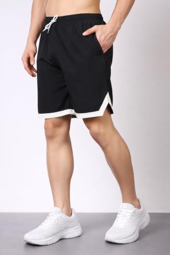 Image of London Hills Men's Sports Running Shorts Lightweight Quick Dry Gym Workout Training Shorts with Zipper Side Pockets Elastic Waist Adjustable Drawstring Athletic Activewear Running Jogging Fitness Yoga