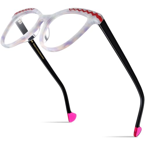 Image of HEPIDEM Multicolor Acetate Glasses Frame Women Cat Eye Eyeglasses Men Optical Spectacles 9291