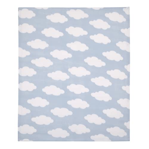 Image of NoJo Everything Kids Light Blue and White Cloud Super Soft Toddler Blanket