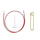 ChiaoGoo Knitting Needles Cable 37 inch (94cm) Bundle with Key for Twist Red Lace Interchangeable Large Set and 1 Artsiga Crafts Stitch Holder 7537-L