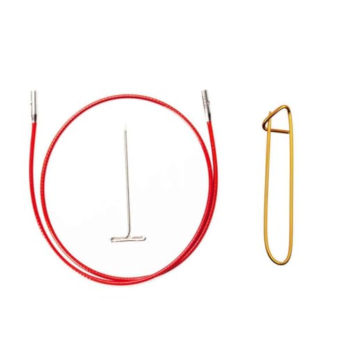 ChiaoGoo Twist Red Lace Cable Large 37-Inch (94cm) Fits US 9, 10, 10.5, 11, 13, 15 Interchangeable Knitting Needle Tips, Includes Tightening Key, 7537-L with Stitch Holder