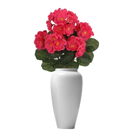 Piante di geranio realistiche - geranio artificiale resistente ai raggi UV, centrotavola da tavolo multiuso | Pianta di geranio falsa esterna realistica, vegetazione decorativa realistica per patio,