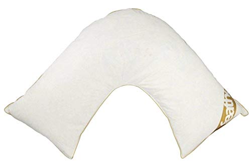 CT Almohada ortopédica de plumas de ganso y plumón súper suave en forma de V para lactancia, embarazo, maternidad, soporte para el cuello, almohada ortopédica extra rellena de calidad de hotel,