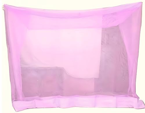 Image of Ans Large Family Size King XXL Mosquito Net - 6.5x10 Ft Pink Nylon Net for Double Bed - Foldable, Portable & Insect Protection Free Air Flow Height 5 Ft