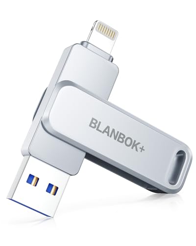 BLANBOK+ MFI Certified Memory Stick for Photos 256G USB Flash Drive for iPhone USB Stick USB Memory Sticks Photo Stick for iPhone/iPad/Android/PC