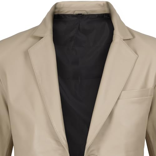 Image of fjackets Mens Leather Jacket - Real Lambskin Leather Blazer, Notched Collar Sport Coat for Men