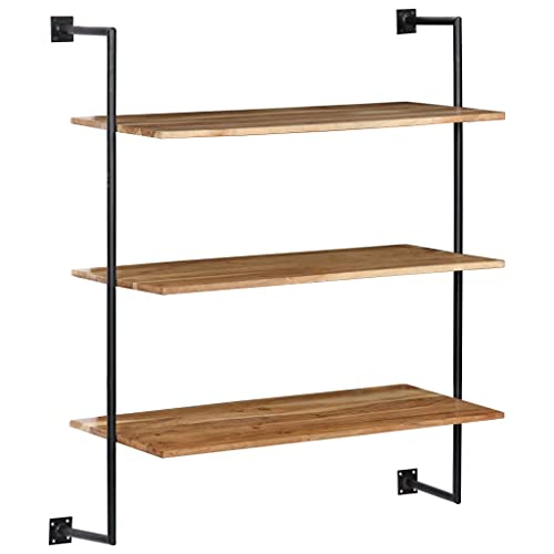 Yuhi-Hqyd Wall Shelf,Hanging Shelves,Bathroom Shelf,Display Shelves For Collectibles,Can Hold Photo Frames, Trophies And Statues,With 3 Shelves,Fully Handmade, 37"X13.7"X44.4" Solid Acacia Wood #TOP7