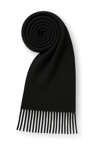 KARMA.DIEM XXL Winterschal Damen & Herren – weicher dicker Schal 180x65 cm, kuschelig, einfarbig, warm, aufgerauht, mit Kordeln – Schwarz