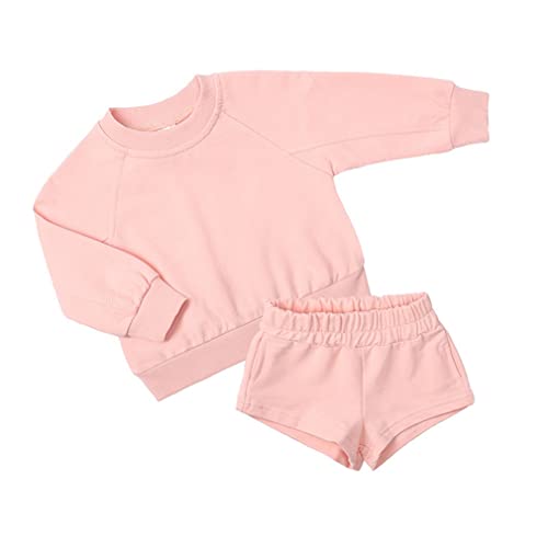 LNICEAR Toddler Boys Girls Clothes Set Kids Long Sleeve Crewneck Loose Sweatshirt Athletic Shorts Set Tracksuits Outfits