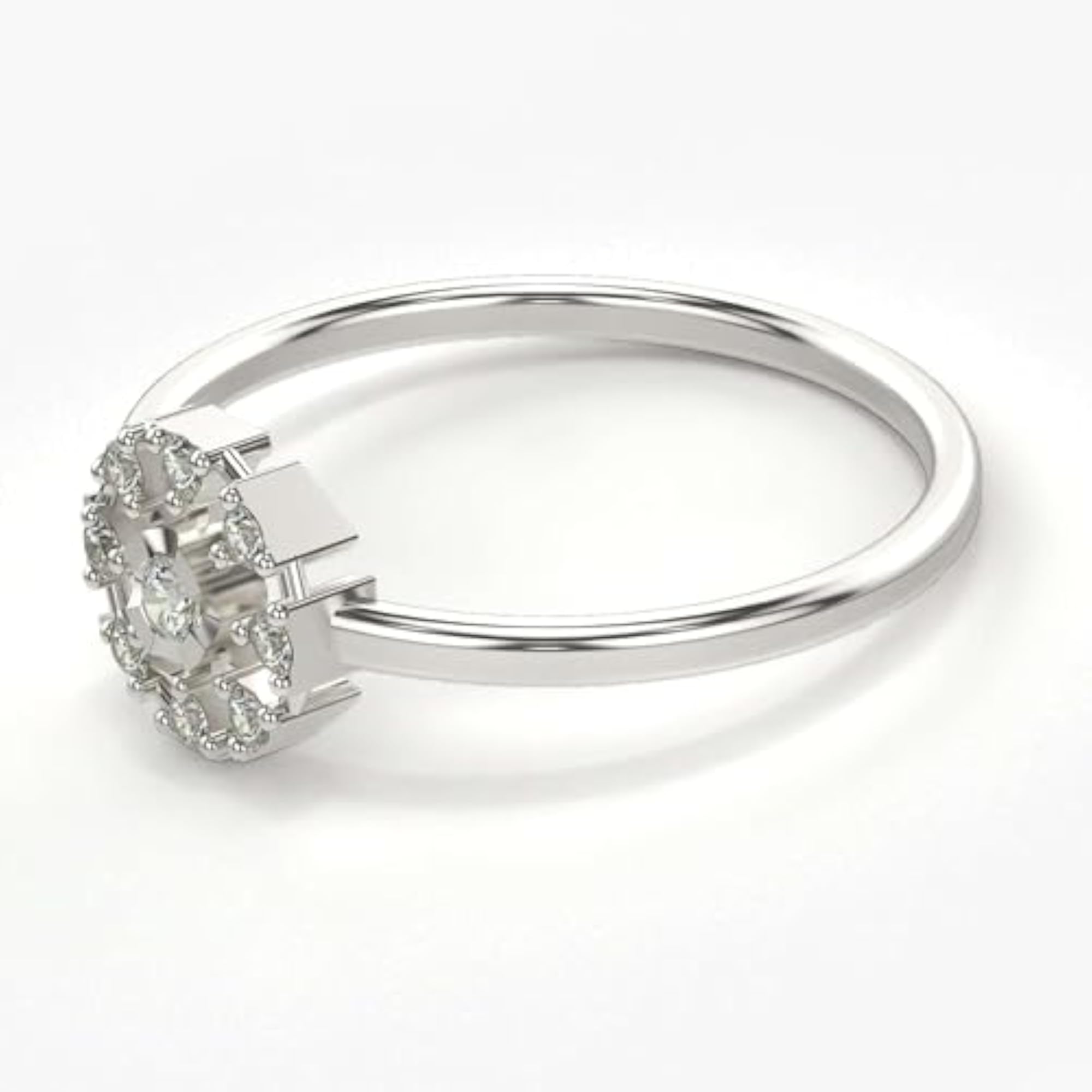 Women's Sterling Silver & Lab Grown Diamond 0.13cts Ring, Elegant