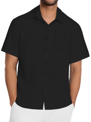 Image of Men Hawaiian Shirt Short Sleeve Summer Beach Button Down Shirts with Pocket