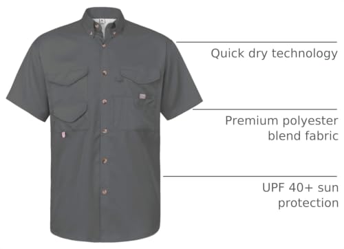 Image of Alimens & Gentle Short Sleeve Fishing Shirt Wicking Fabric Sun Protection Casual Button Down Shirts