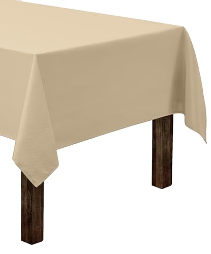 Gee Di Moda Rectangle Tablecloth - 60 x 102 Inch Beige Table Cloth for 6 Foot Rectangle Table - Heavy Duty Washable Fabric - for 6 Ft Buffet Table, Holiday Party, Dinner, Wedding & Baby Shower
