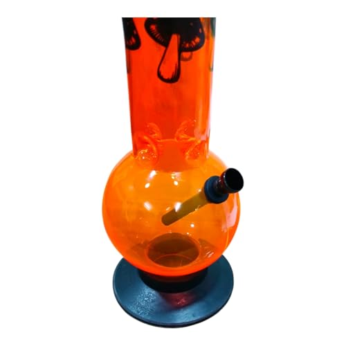 Image of PUFF SMART 16 Inch Mushroom Print Acrylic Waterpipe Bong (Orange)
