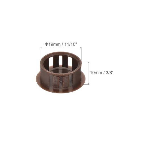 Image of MECCANIXITY 64PCS 19mm(3 /4 inch) Brown Plastic Hole Plugs, Flush Type Panel Hole Plugs Insert End Caps for Locking Hole Tubes Furniture Cabinet