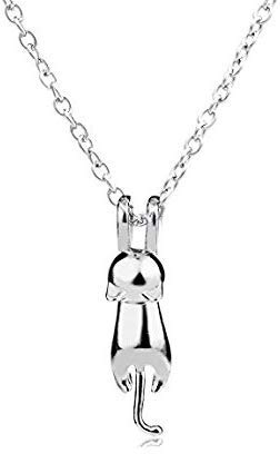 Collar iszie, de plata fina, colgante con diseño de gato Cover