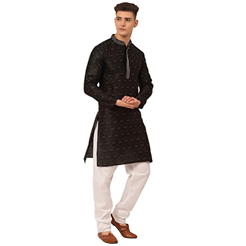 Image of Jompers Men's Silk Blend Floral Regular Kurta Pyjama Set