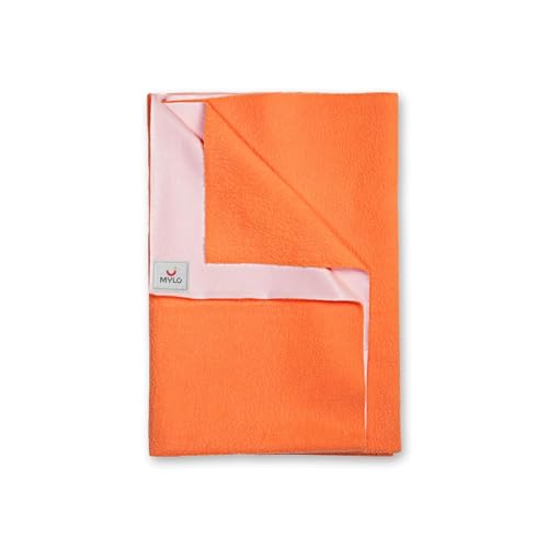 Image of Mylo Baby Waterproof Mattress Protector for Baby (0-3 Years), Extra Absorbent, Soft and Reusable Quick Dry Sheets (Medium, 100cm x 70cm, Peach)