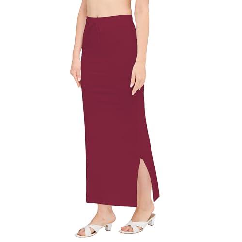 Image of DESI GIRL Cotton Lycra Stretchable Saree Shapewear Petticoat with Drawstring for Women | Fishcut Saree Petticoat with Side Slit for Easy Movement | Saree Shaper | Long inskirt