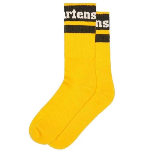 Dr. Martens Athletic Logo Cotton Blend Socks, Yellow, Medium/Large