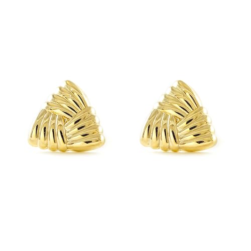 Boucles d'oreilles or femme triangle or jaune 9 carats avec certificat