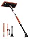 AstroAI 119CM Schneebesen und Abnehmbarer Eiskratzer Auto 2-in-1 mit Lackschonendem Silikonkopf für Autos, PKW, LKWs, SUVs, Orange