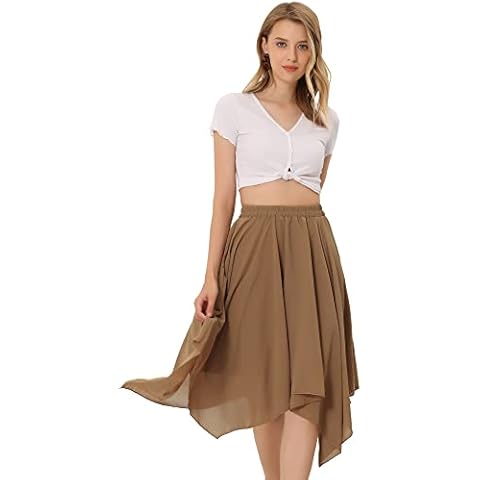 Allegra K Women's Chiffon Midi Skirt Camel Cover