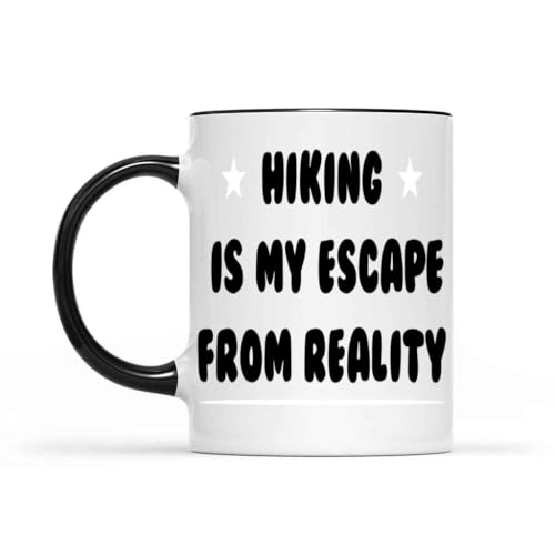 Gift Idea Hiking Landscape for Outdoor Enthusiasts - Gift for Backpackers & Climbers - Men & Women - 11 Oz White Ceramic Black Inner Mug