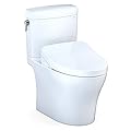 TOTO WASHLET+ Aquia IV Cube Two-Piece Elongated Dual Flush 1.28 and 0.9 GPF Toilet with Auto Flush S550e Bidet Seat, Cotton White - MW4363056CEMFGNA#01