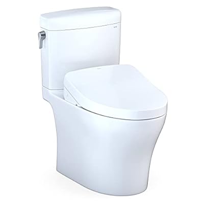 TOTO WASHLET+ Aquia IV Cube Two-Piece Elongated Dual Flush 1.28 and 0.9 GPF Toilet with Auto Flush S550e Bidet Seat, Cotton White - MW4363056CEMFGNA#01