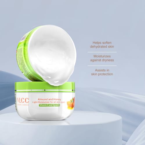 Image of VLCC Almond and Honey Light Moisturiser Cream - 200g | With Vitamin E and Glycerin | Vitamin E Body Moisturizer | Soft and Smooth Skin | Intense, Long-lasting Hydration.