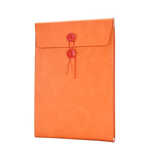 Enyuwlcm chemise A4 cuir PU avec fermeture à cordons, 3/4 po expansion (Orange)