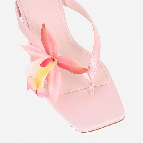 Image of Goolita Women's Suede Sequin Kitten Heels Flip Flops Open Square Toe Strappy Thong Slide Heeled Sandals Comfort Prom Party Mules Heels