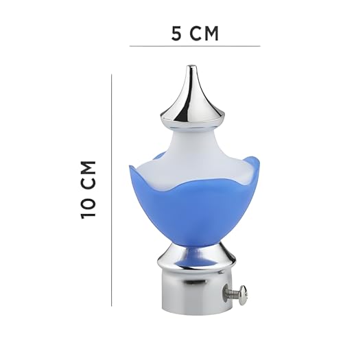 Image of Stainless Steel & ABS Curtain Bracket Parda Holder with Aluminium Support 1 Inch Rod Pocket Finials Designer Door and Window Rod Support Fittings, Curtain Rod Holder (Pack of 1 Pair, Blue)