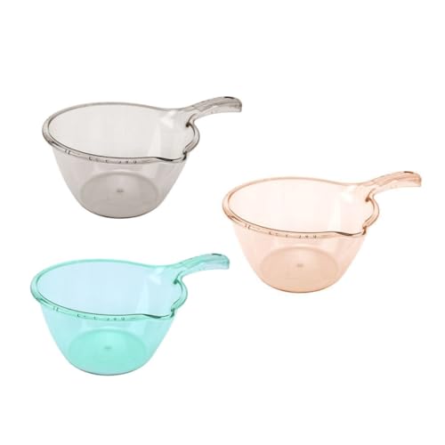 OSOLADY 3個 加厚透明水おたま点 長柄プラスチック製軽量家用キッチン水すくい器収納付きグレー 緑 赤