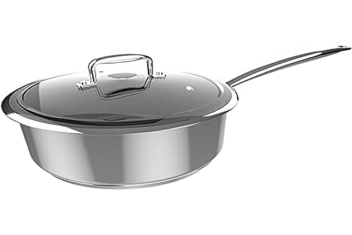 Cecotec Cazo Polka Classy 16 Pot Steel. Diámetro 16 cm, Capacidad 1,3 L, Acero Inoxidable 18/10, Revestimiento Antiadherente, Mango Remachado, Tapa de Cristal, Apto para todo tipo de Cocinas