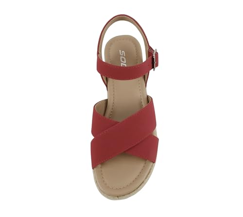 Image of Soda inchFIRELY inch ~ Women Round Toe Crisscross Band Platform Espadrille Wedge Sandal with Adjustable Ankle Strap