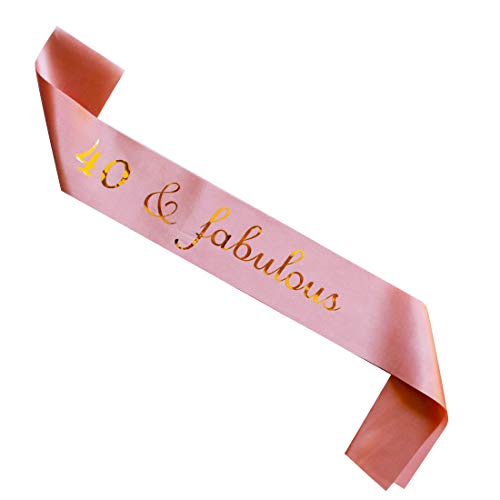 MAGJUCHE 40 & Fabulous Birthday sash, Rose Gold Girl 40th Birthday Gifts Party Supplies, Pink Party  - //coolthings.us
