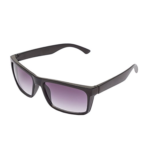 Agera Black with Black Lenses UV Protected Wrap-Around Rectangular Sunglasses for Men & Women (AG1021-Blk-GD)