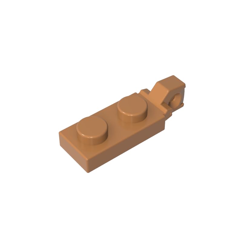 Gobricks 44301 Hinge Plate Hinge Plate 1x2 Locking with 1 Finger On End, Without Groove 50 Pieces GDS-820 Compatible with Lego Building Blocks Color:Medium Nougat — image 1