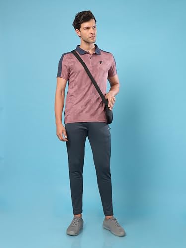 Image of TECHNOSPORT Men's Slim Fit Polyester Sporty Print Athleisure Polo T-Shirt with Half Sleeve, Moisture Wicking and Quick Dry