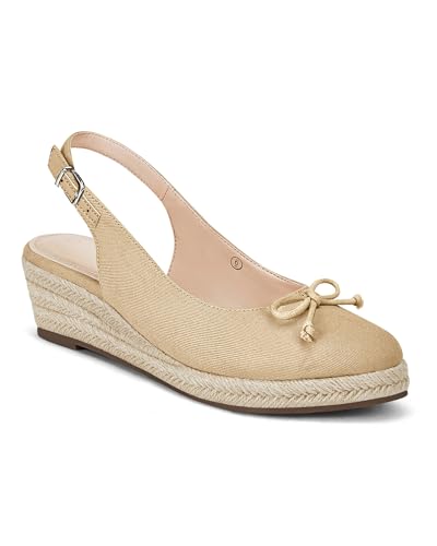 Image of Womens Closed Toe Espadrilles Wedges Shoes Platform Slingback Mid Low Heel Canvas Bow Dress Sandals