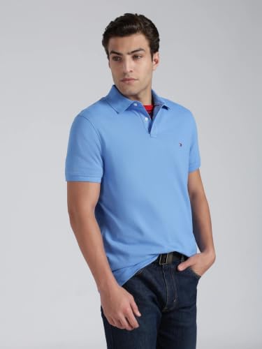 Image of Tommy Hilfiger Solid Regular fit Cotton Polo t-Shirt
