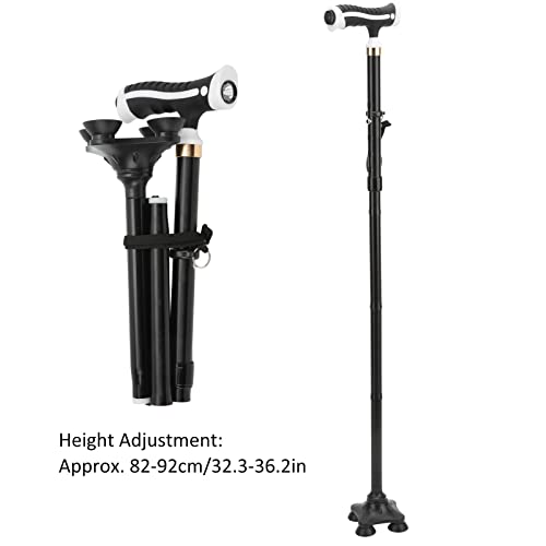 Bengala Antiderrapante Dobrável Em Liga De Alumínio Com Luz LED Aumenta A Mobilidade E A Segurança C